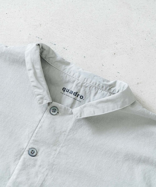 quadro（クオドロ）の「BDドライ度詰め天竺布帛コンビ衿付きP/O（Tシャツ/カットソー・メンズ・グレー/ダークネイビー/キナリ・LARGE/MEDIUM）」の9枚目の写真