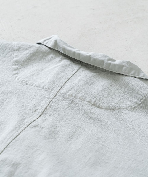 quadro（クオドロ）の「BDドライ度詰め天竺布帛コンビ衿付きP/O（Tシャツ/カットソー・メンズ・グレー/ダークネイビー/キナリ・LARGE/MEDIUM）」の17枚目の写真