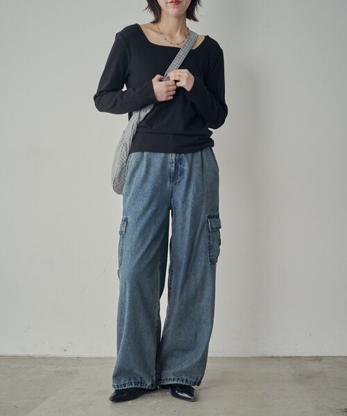 goocy（グーシー）の「デニムカーゴパンツ（デニムパンツ・レディース・ブラック/ブルー/ネイビー・MEDIUM/SMALL）」の11枚目の写真