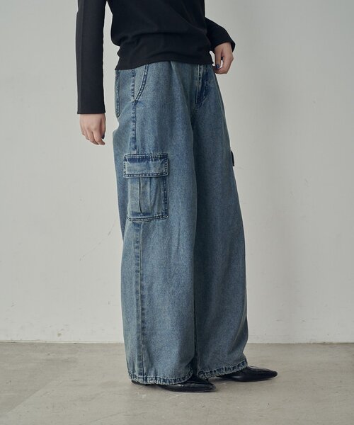 goocy（グーシー）の「デニムカーゴパンツ（デニムパンツ・レディース・ブラック/ブルー/ネイビー・MEDIUM/SMALL）」の12枚目の写真