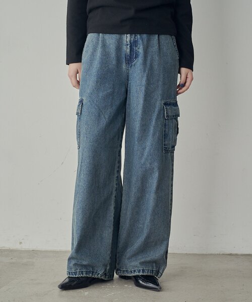 goocy（グーシー）の「デニムカーゴパンツ（デニムパンツ・レディース・ブラック/ブルー/ネイビー・MEDIUM/SMALL）」の13枚目の写真