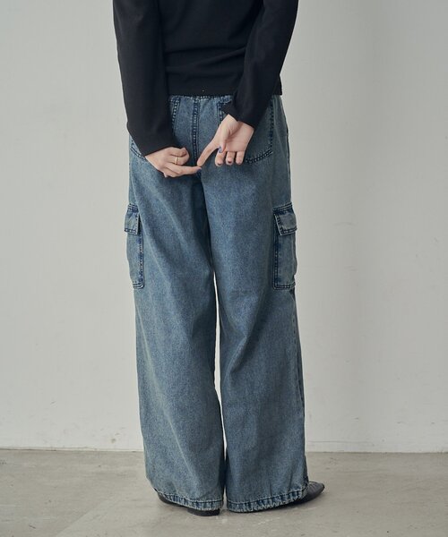 goocy（グーシー）の「デニムカーゴパンツ（デニムパンツ・レディース・ブラック/ブルー/ネイビー・MEDIUM/SMALL）」の15枚目の写真