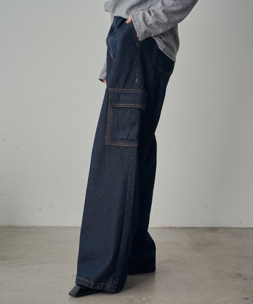 goocy（グーシー）の「デニムカーゴパンツ（デニムパンツ・レディース・ブラック/ブルー/ネイビー・MEDIUM/SMALL）」の18枚目の写真