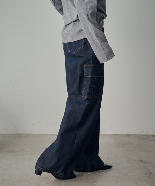 goocy（グーシー）の「デニムカーゴパンツ（デニムパンツ・レディース・ブラック/ブルー/ネイビー・MEDIUM/SMALL）」の20枚目の写真