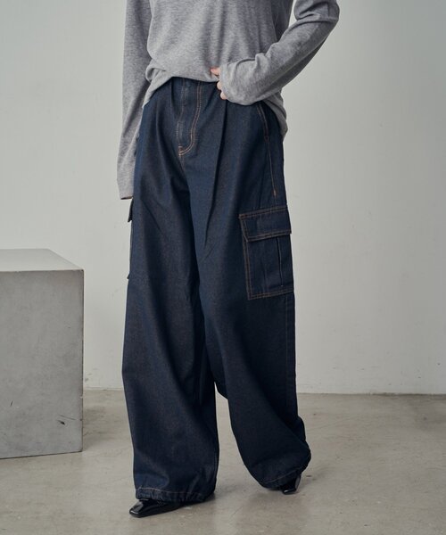 goocy（グーシー）の「デニムカーゴパンツ（デニムパンツ・レディース・ブラック/ブルー/ネイビー・MEDIUM/SMALL）」の21枚目の写真