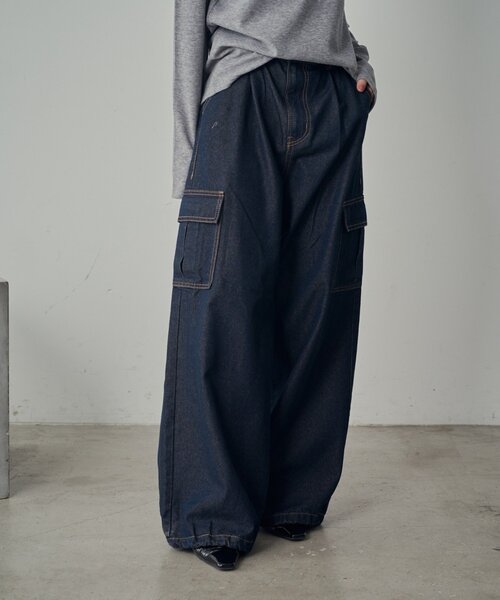 goocy（グーシー）の「デニムカーゴパンツ（デニムパンツ・レディース・ブラック/ブルー/ネイビー・MEDIUM/SMALL）」の22枚目の写真