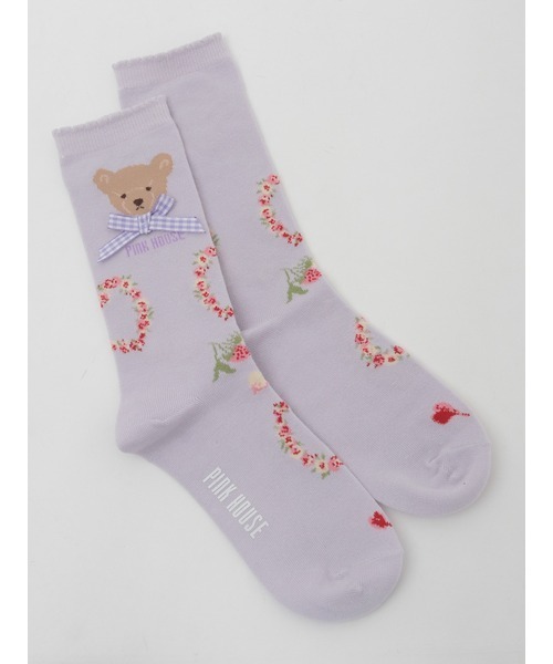 PINK HOUSE（ピンクハウス）の「テディローズモチーフソックス（ソックス/靴下・レディース・ラベンダー/ピンク/スカイブルー/ブラック/アイボリー・フリー）」の4枚目の写真