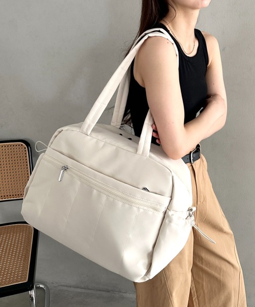 MYMOOD.（マイムード）の「多収納スクエア型マザーズバッグ トラベルバッグ パステルカラー展開 ボストンバッグ（ボストンバッグ・レディース・ブルー/アイボリー/ブラック/グリーン/ピンク/ベージュ・FREE）」の11枚目の写真