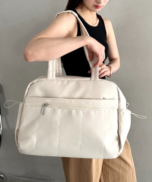 MYMOOD.（マイムード）の「多収納スクエア型マザーズバッグ トラベルバッグ パステルカラー展開 ボストンバッグ（ボストンバッグ・レディース・ブルー/アイボリー/ブラック/グリーン/ピンク/ベージュ・FREE）」の12枚目の写真