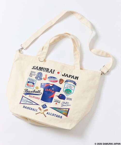 FREAK'S STORE(フリークスストア)の「SAMURAI JAPAN×FREAK’S STORE 別注 CANVAS TOTE BAG(トートバッグ・メンズ・ナチュラル/ブラック・ONE SIZE)」の1枚目の写真