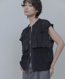 Eimee Law（エイミーロウ）の「シャーリングフリルメッシュニットベスト（ベスト）」