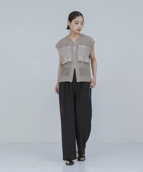 シャーリングフリルメッシュニットベスト Eimee Law│Eimee Law