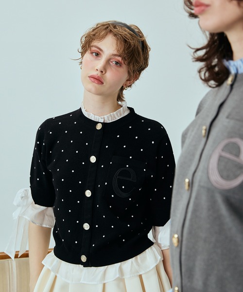 EIMY ISTOIRE（エイミーイストワール）の「DOT アタッチドハーフスリーブカーディガン（カーディガン/ボレロ・レディース・ブラック/ホワイト・F）」の4枚目の写真