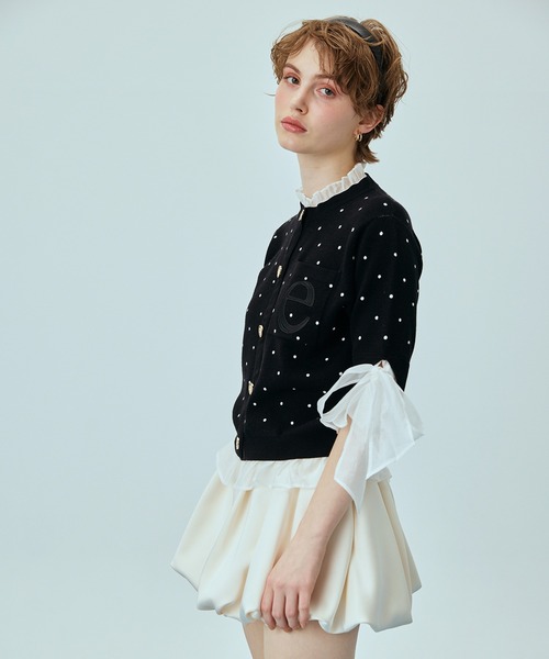 EIMY ISTOIRE（エイミーイストワール）の「DOT アタッチドハーフスリーブカーディガン（カーディガン/ボレロ・レディース・ブラック/ホワイト・F）」の8枚目の写真