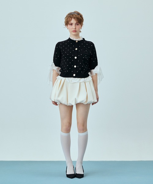 EIMY ISTOIRE（エイミーイストワール）の「DOT アタッチドハーフスリーブカーディガン（カーディガン/ボレロ・レディース・ブラック/ホワイト・F）」の9枚目の写真