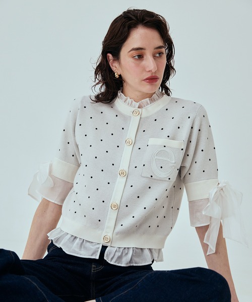 EIMY ISTOIRE（エイミーイストワール）の「DOT アタッチドハーフスリーブカーディガン（カーディガン/ボレロ・レディース・ブラック/ホワイト・F）」の17枚目の写真