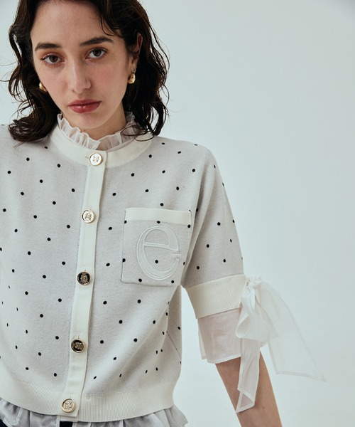 EIMY ISTOIRE（エイミーイストワール）の「DOT アタッチドハーフスリーブカーディガン（カーディガン/ボレロ・レディース・ブラック/ホワイト・F）」の18枚目の写真