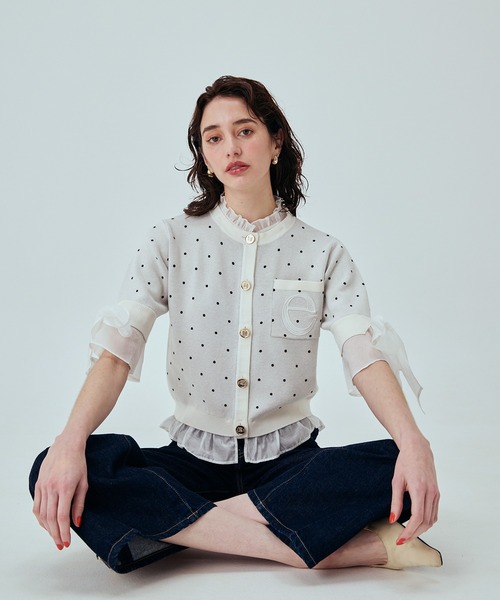 EIMY ISTOIRE（エイミーイストワール）の「DOT アタッチドハーフスリーブカーディガン（カーディガン/ボレロ・レディース・ブラック/ホワイト・F）」の16枚目の写真