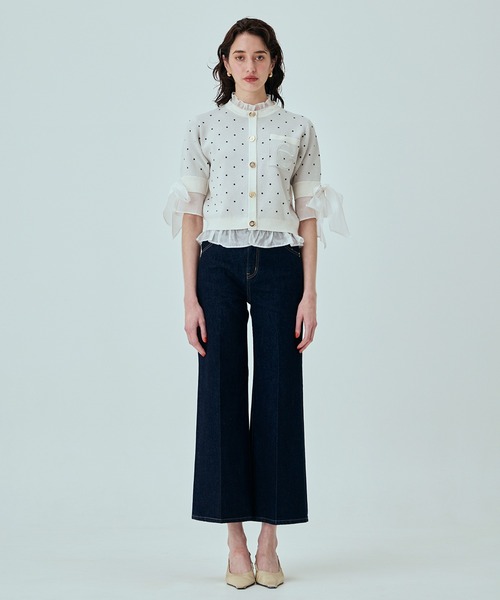 EIMY ISTOIRE（エイミーイストワール）の「DOT アタッチドハーフスリーブカーディガン（カーディガン/ボレロ・レディース・ブラック/ホワイト・F）」の20枚目の写真