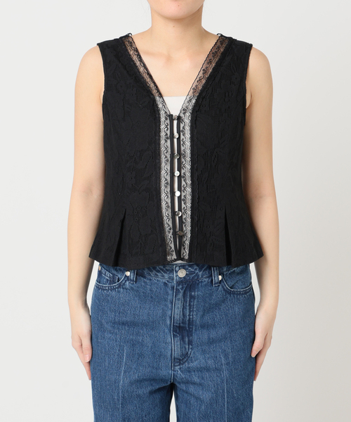 U by SPICK&SPAN(ユーバイスピックアンドスパン)の「メッシュレースタンクブラウス(シャツ/ブラウス・レディース・ホワイト/ブラック・FREE)」の12枚目の写真