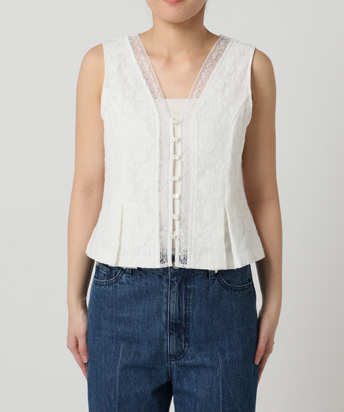 U by SPICK&SPAN(ユーバイスピックアンドスパン)の「メッシュレースタンクブラウス(シャツ/ブラウス・レディース・ホワイト/ブラック・FREE)」の21枚目の写真