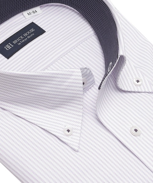 TOKYO SHIRTS（トウキョウシャツ）の「【吸水速乾】【COFREX】形態安定ノンアイロン ボタンダウン 長袖ビジネスワイシャツ（ビジネスシャツ・メンズ・パープル・首回り39cm-裄丈80cm/首回り41cm-裄丈82cm/首回り41cm-裄丈86cm/首回り37cm-裄丈80cm/首回り37cm-裄丈84cm/首回り39cm-裄丈84cm/首回り42cm-裄丈82cm/首回り42cm-裄丈86cm/首回り43cm-裄丈82cm/首回り43cm-裄丈86cm）」の3枚目の写真