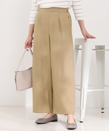 SHOO・LA・RUE | 【S-LL】穿くだけすっきりシルエット サイドボタン付き デニム風ワイドパンツ(その他パンツ)