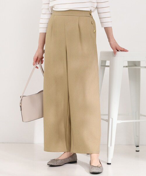 SHOO・LA・RUE（シューラルー）の「サイドボタンデニム風ワイドパンツ（その他パンツ・レディース・ブルー/ブラック/ベージュ/ネイビー・01/02/03/04）」の2枚目の写真