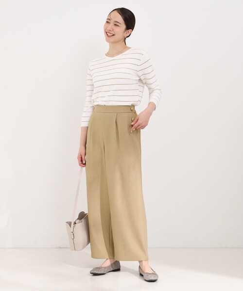 SHOO・LA・RUE（シューラルー）の「サイドボタンデニム風ワイドパンツ（その他パンツ・レディース・ブルー/ブラック/ベージュ/ネイビー・01/02/03/04）」の11枚目の写真