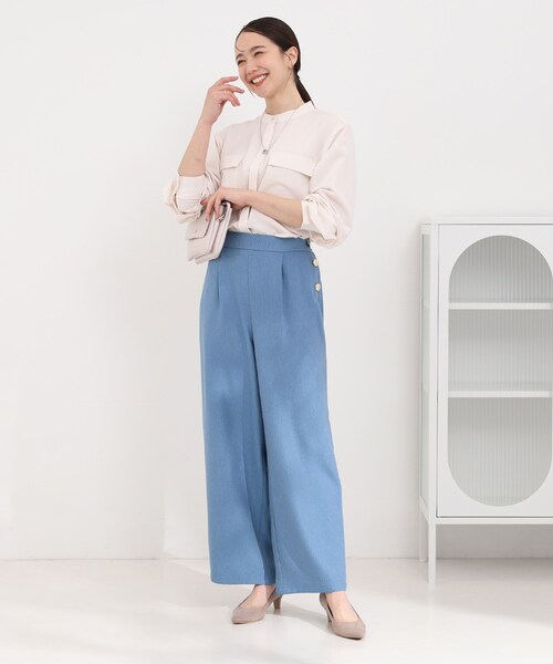 SHOO・LA・RUE（シューラルー）の「サイドボタンデニム風ワイドパンツ（その他パンツ・レディース・ブルー/ブラック/ベージュ/ネイビー・01/02/03/04）」の15枚目の写真