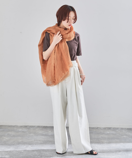 IENA（イエナ）の「NIMNIMDUAI/ニムニムデュアイ PLAIN GAUZE STOLE ストール（ストール/ショール・レディース・ブラウン/キャメル/ピンク/ベージュ/ブルー系その他/オレンジ・FREE）」の15枚目の写真