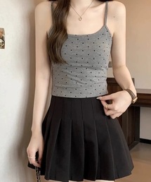 バックオープンドットキャミソール(カップ付き)