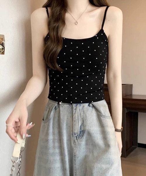 セール】バックオープンドットキャミソール（カップ付き