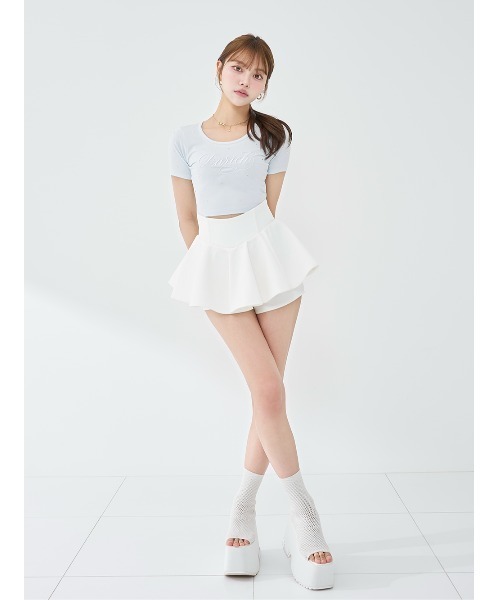 Darich（ダーリッチ）の「DarichエンブロイダリービジューコンパクトTシャツ（Tシャツ/カットソー・レディース・サックスブルー/ピンク/ホワイト・FREE）」の10枚目の写真