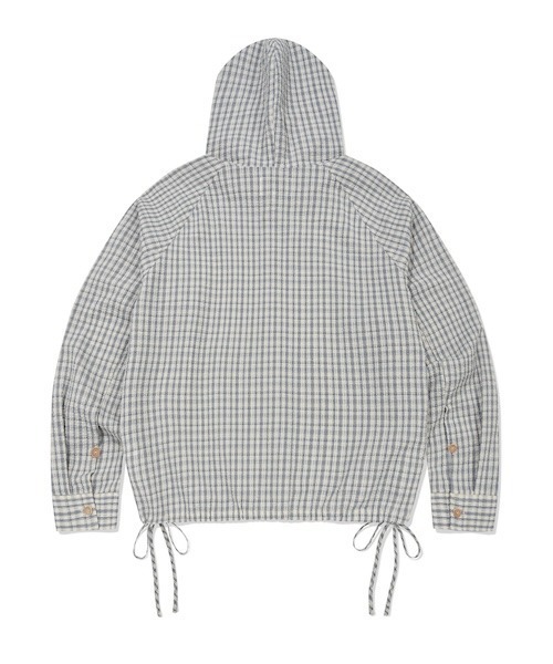 Wacky WiLLy（ワッキーウィリー）の「WOMEN'S CHECK SEERSUCKER HOODED SHIRT TYPE JUMPER（ブルゾン・レディース・クリーム/ネイビー・FREE）」の17枚目の写真