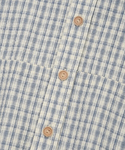 Wacky WiLLy（ワッキーウィリー）の「WOMEN'S CHECK SEERSUCKER HOODED SHIRT TYPE JUMPER（ブルゾン・レディース・クリーム/ネイビー・FREE）」の14枚目の写真