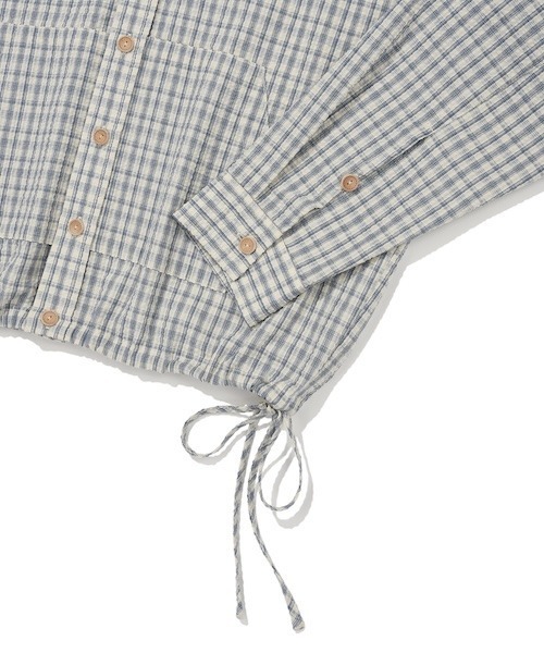 Wacky WiLLy（ワッキーウィリー）の「WOMEN'S CHECK SEERSUCKER HOODED SHIRT TYPE JUMPER（ブルゾン・レディース・クリーム/ネイビー・FREE）」の12枚目の写真