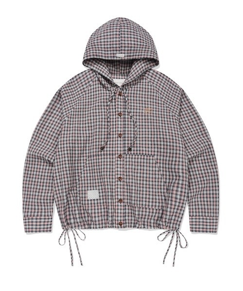 Wacky WiLLy（ワッキーウィリー）の「WOMEN'S CHECK SEERSUCKER HOODED SHIRT TYPE JUMPER（ブルゾン・レディース・クリーム/ネイビー・FREE）」の10枚目の写真