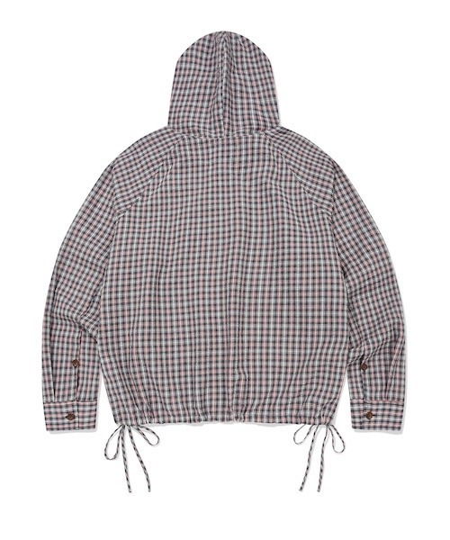 Wacky WiLLy（ワッキーウィリー）の「WOMEN'S CHECK SEERSUCKER HOODED SHIRT TYPE JUMPER（ブルゾン・レディース・クリーム/ネイビー・FREE）」の9枚目の写真