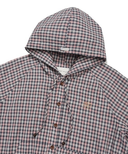 Wacky WiLLy（ワッキーウィリー）の「WOMEN'S CHECK SEERSUCKER HOODED SHIRT TYPE JUMPER（ブルゾン・レディース・クリーム/ネイビー・FREE）」の8枚目の写真