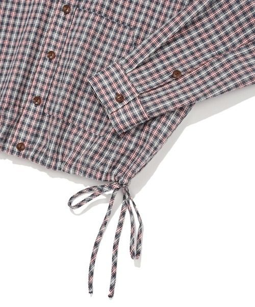 Wacky WiLLy（ワッキーウィリー）の「WOMEN'S CHECK SEERSUCKER HOODED SHIRT TYPE JUMPER（ブルゾン・レディース・クリーム/ネイビー・FREE）」の4枚目の写真