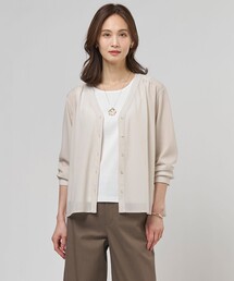 【冷房対策に】シアードライトリコット Vネック カーディガン