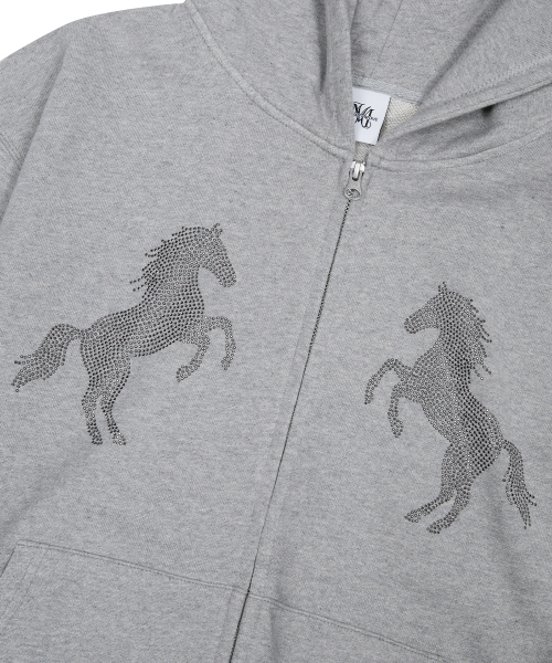 Midnight Move（ミッドナイトムーブ）の「horse hood zip up (grey)（パーカー・レディース・その他・FREE）」の2枚目の写真