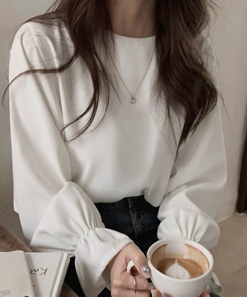 Lace Ladies(レースレディース)の「ソリッドカラー キャンディ袖 長袖 Tシャツ ブルオーバー(Tシャツ/カットソー・レディース・ブラウン/ホワイト・XL/M)」の8枚目の写真