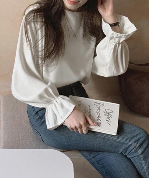 Lace Ladies(レースレディース)の「ソリッドカラー キャンディ袖 長袖 Tシャツ ブルオーバー(Tシャツ/カットソー・レディース・ブラウン/ホワイト・XL/M)」の9枚目の写真