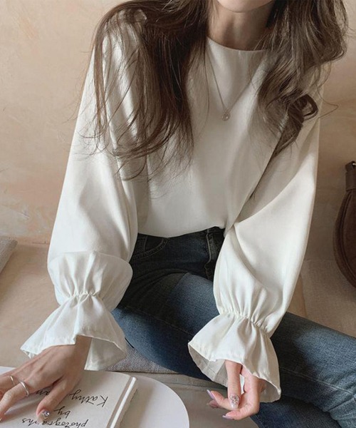 Lace Ladies(レースレディース)の「ソリッドカラー キャンディ袖 長袖 Tシャツ ブルオーバー(Tシャツ/カットソー・レディース・ブラウン/ホワイト・XL/M)」の10枚目の写真