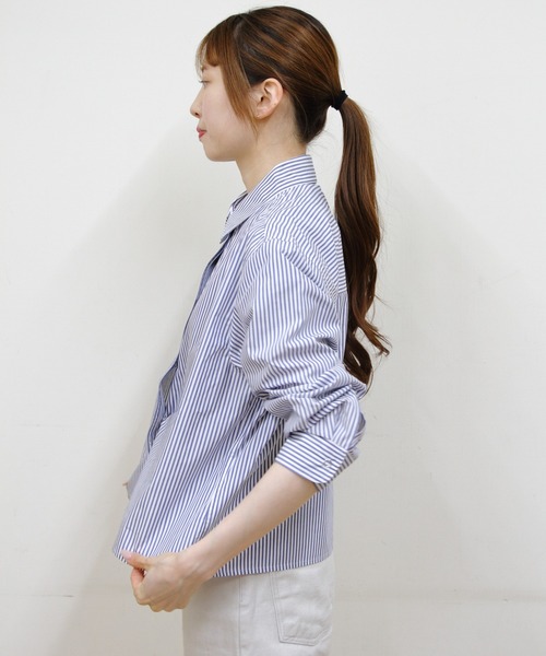 MEYAME（メヤメ）の「MEYAME/メヤメ　別注 フライフロントシャツ　FLY FRONT SHIRT（シャツ/ブラウス・レディース・ブルー/クリーム/ピンク・FREE）」の7枚目の写真