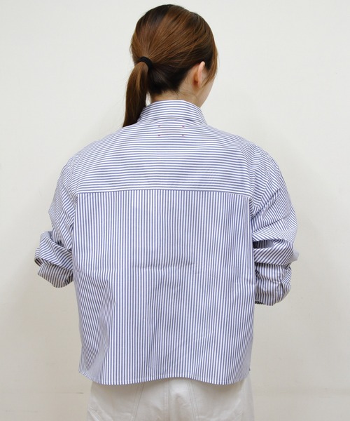 MEYAME（メヤメ）の「MEYAME/メヤメ　別注 フライフロントシャツ　FLY FRONT SHIRT（シャツ/ブラウス・レディース・ブルー/クリーム/ピンク・FREE）」の8枚目の写真
