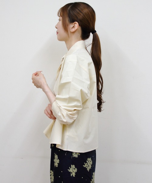 MEYAME（メヤメ）の「MEYAME/メヤメ　別注 フライフロントシャツ　FLY FRONT SHIRT（シャツ/ブラウス・レディース・ブルー/クリーム/ピンク・FREE）」の18枚目の写真