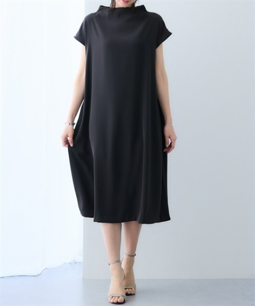 7days Life Styling（セブンデイズライフスタイリング）の「美極とろみ素材　ハイネックワンピース（ワンピース・レディース・チャコール/ライトグレー・LL/L/M/S）」の4枚目の写真